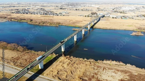 埼玉大橋と利根川　日本の風景　ドローン空撮