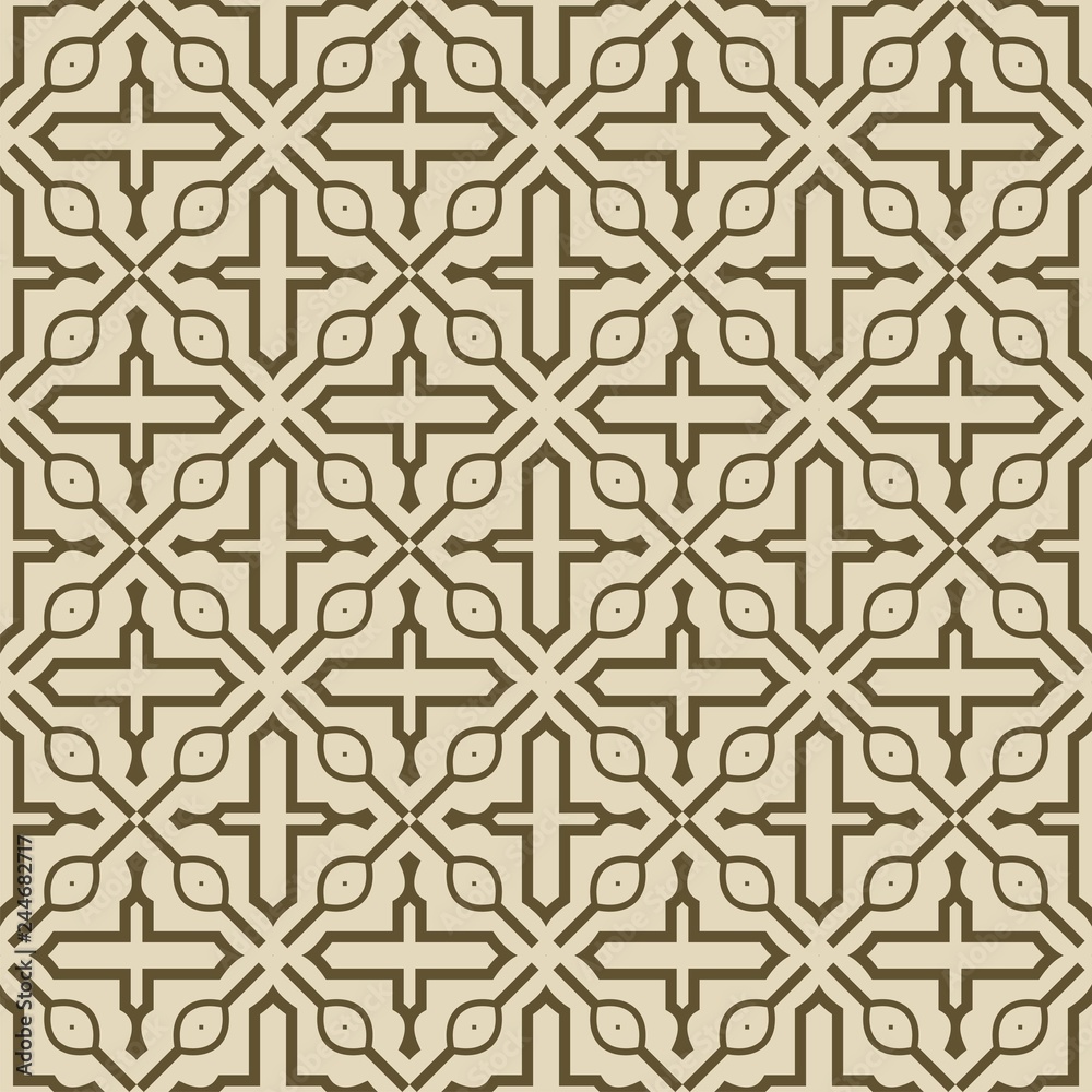 Retro ornament. modern square geometric pattern. Seamless vector illustration. for interior design, printing, wallpaper, fill pattern. beige color
