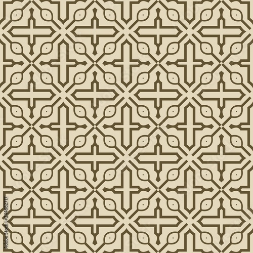 Retro ornament. modern square geometric pattern. Seamless vector illustration. for interior design, printing, wallpaper, fill pattern. beige color