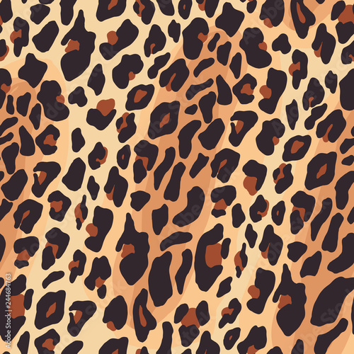Leopard seamless pattern. Tiger skin background. Animal print. Vector illustration