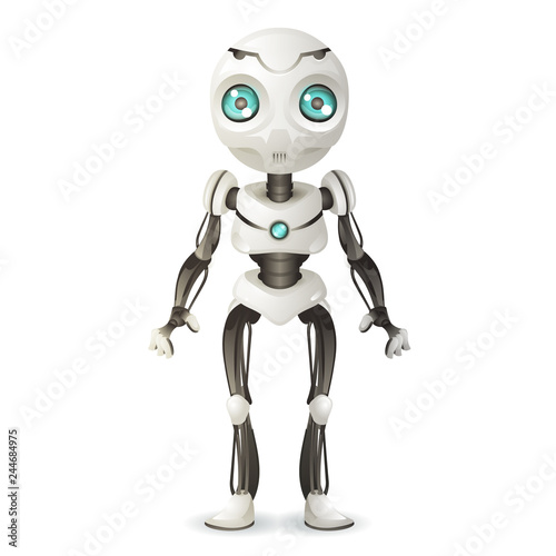 Artificial intelligence future mechanical mascot robot scifi technology science fiction 3d design vector illustration