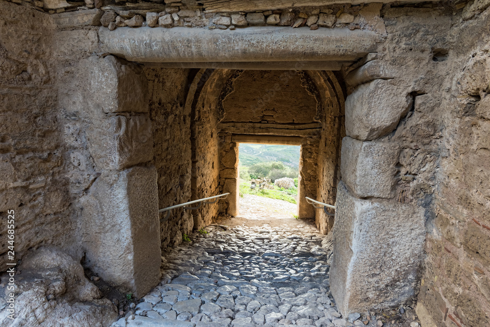 One of the main gates of Acrocorinth, the Citadel of ancient Corinth in Peloponnese, Greece
