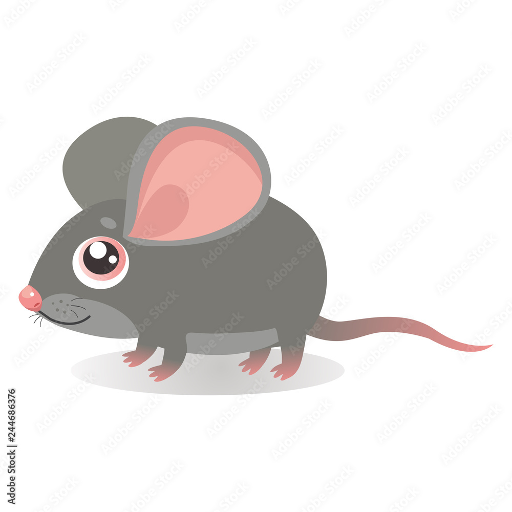 Fancy Little Mouse Vector Illustrations. Cute Running Mouse In Cartoon  Style. Grey Mice On A White Background. Lonely Gentle Mouse. Stock Vector |  Adobe Stock