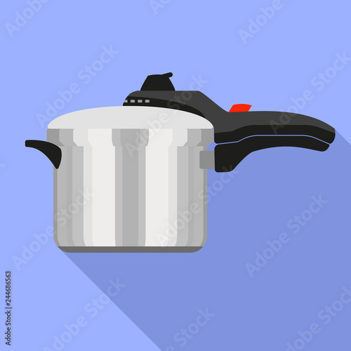 Hand pressure cooker icon. Flat illustration of hand pressure cooker vector icon for web design