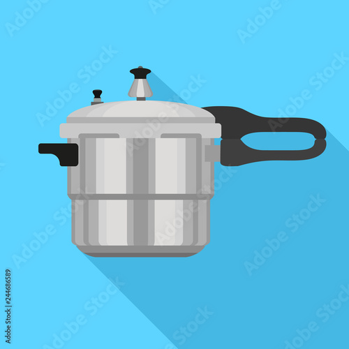 Metal pressure cooker icon. Flat illustration of metal pressure cooker vector icon for web design