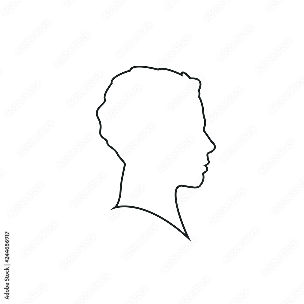man profil silhouette. Vector illustration. man icon in round
