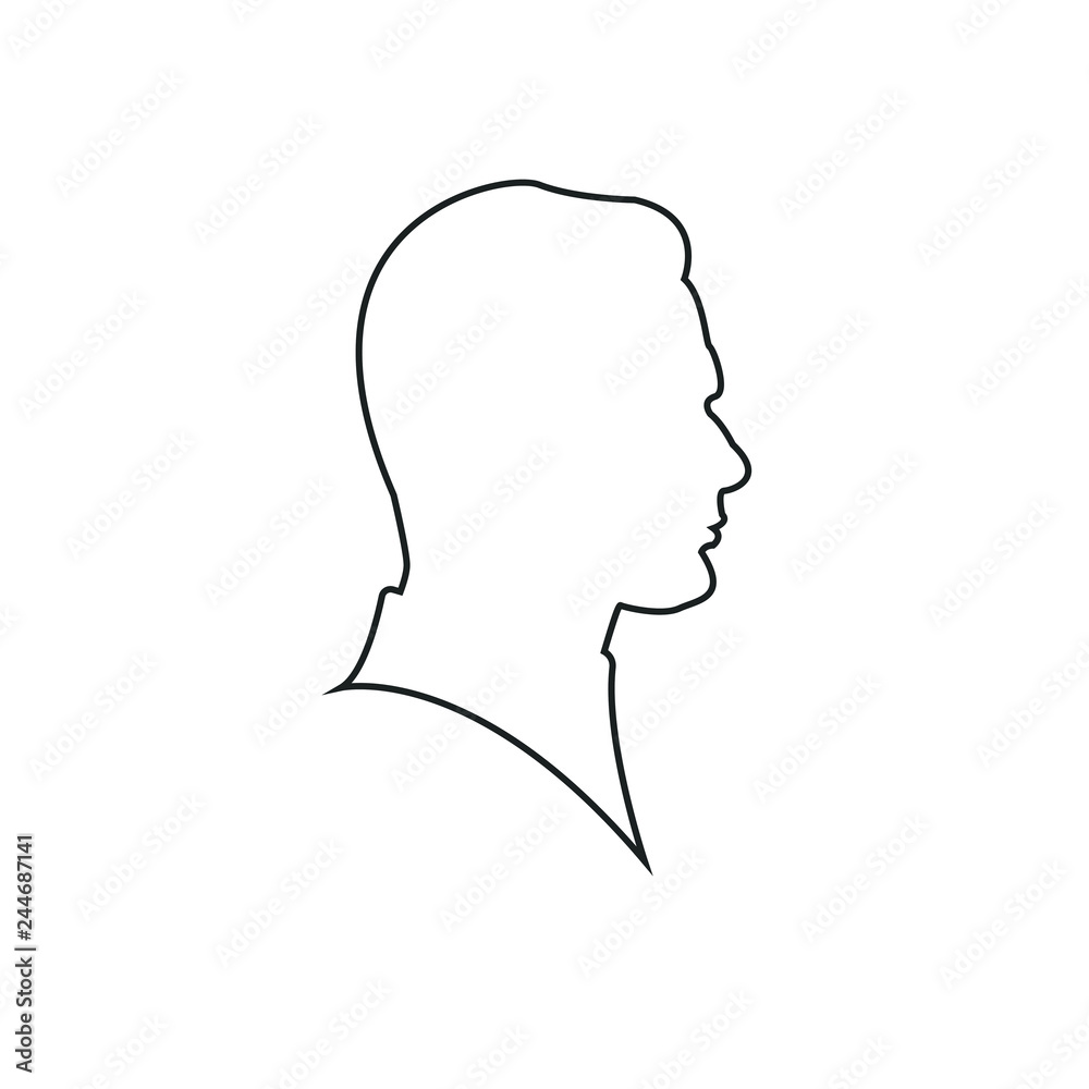 man profil silhouette. Vector illustration. man icon in round