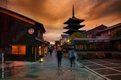 tourist attraction of yasaka shrine street one of most popular traveling destination in kyoto japan photo