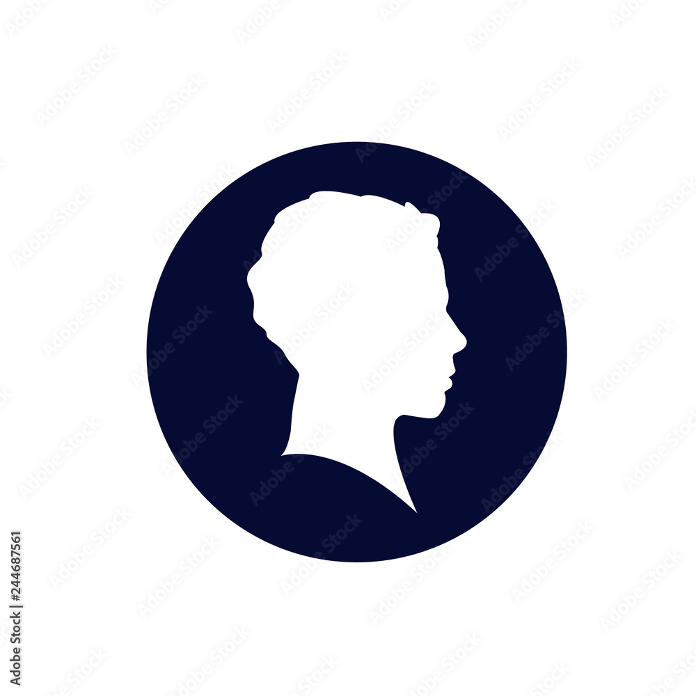 man profil silhouette. Vector illustration. man icon in round