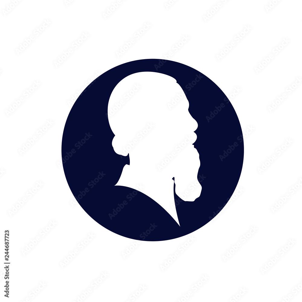 man profil silhouette. Vector illustration. man icon in round man profil silhouette. Vector illustration. man icon in round