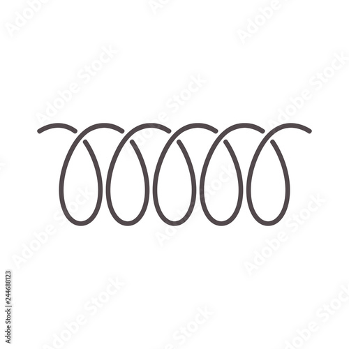 Spiral spring icon of swirl line or curved wire cord pattern vector design