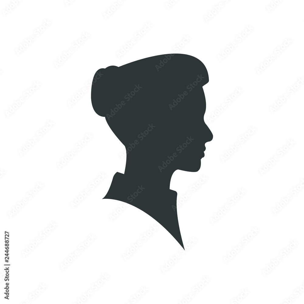 Beautiful woman profile silhouettes vector young female face design, beauty girl head, fashion lady graphic portrait.