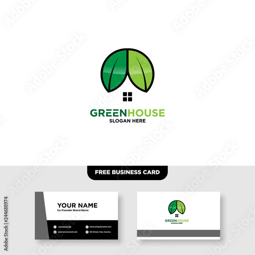 Green House Logo Template, free business crad