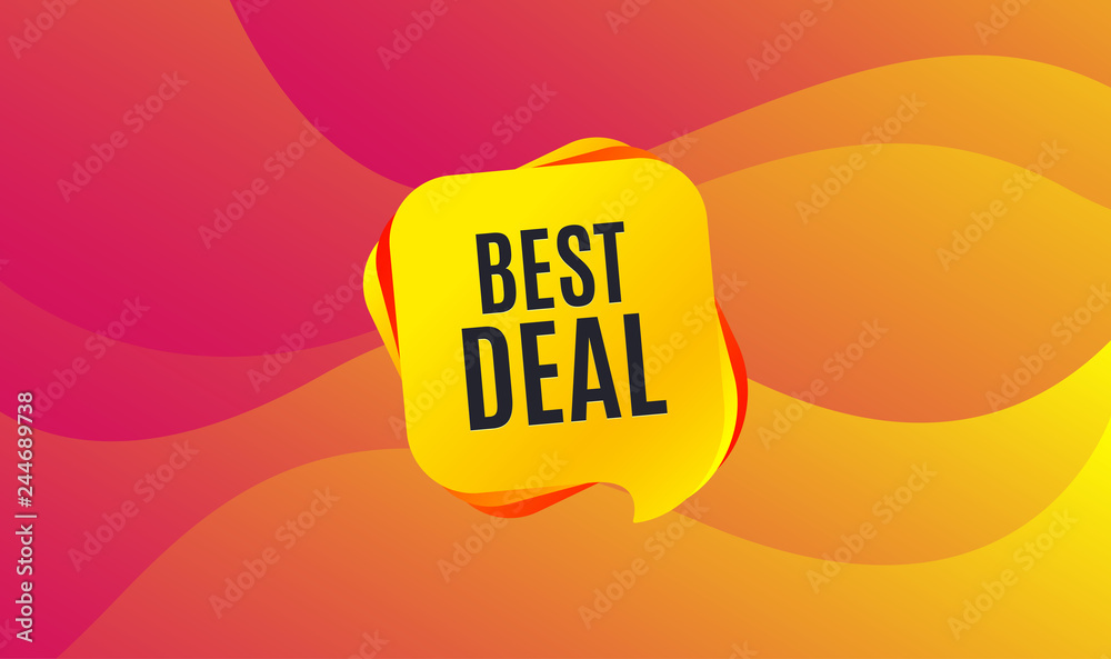 Best deal. Special offer Sale sign. Advertising Discounts symbol. Wave  background. Abstract shopping banner. Template for design. Best deal vector  Stock Vector