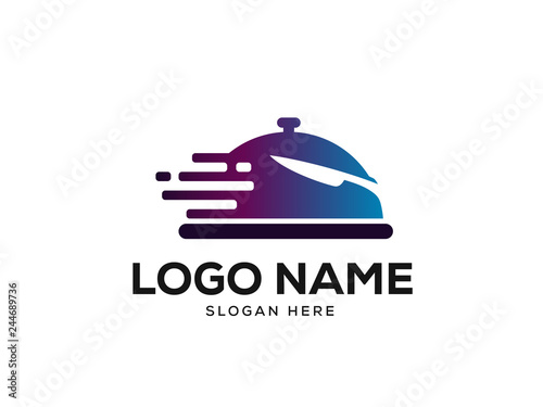 Delivery Food Logo Designs Concept, Robot Logo Designs Template Vector