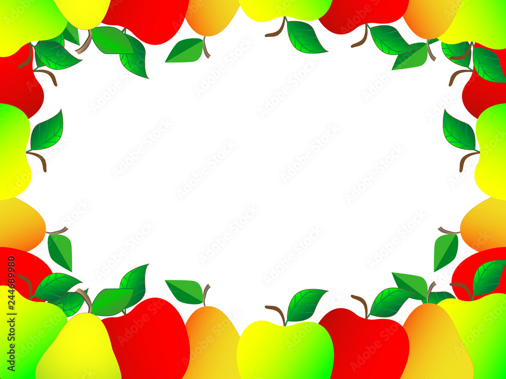 Fototapeta premium Amazing white background design with various fresh fruits such as apples and pears