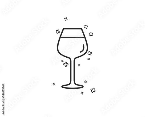 Wine glass line icon. Bordeaux glass sign. Geometric shapes. Random cross elements. Linear Bordeaux glass icon design. Vector