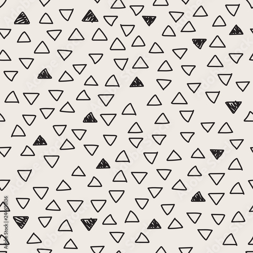 Double triangle seamless pattern. Vector hand drawn background.