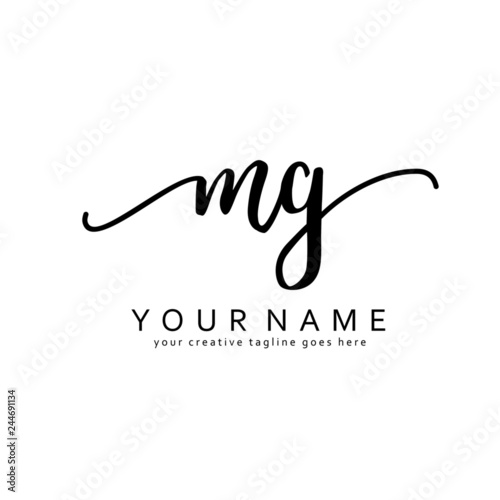 M G Handwriting initial logo template vector
