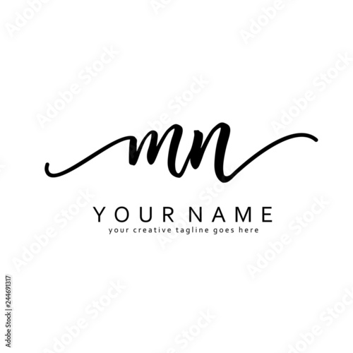 M N Handwriting initial logo template vector