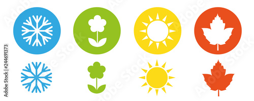 four seasons winter spring summer fall icon set vector illustration EPS10