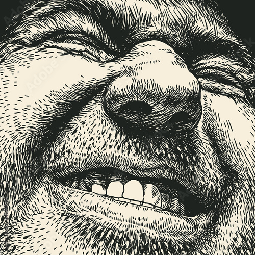Happy Male Face, Lucky Dude. Vector Illustration