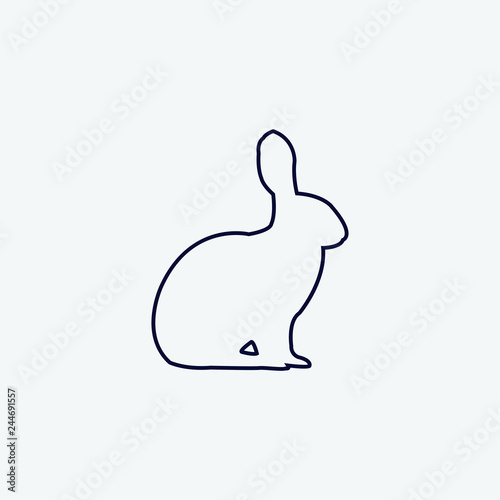 Vector silhouette of a rabbit on a white background.