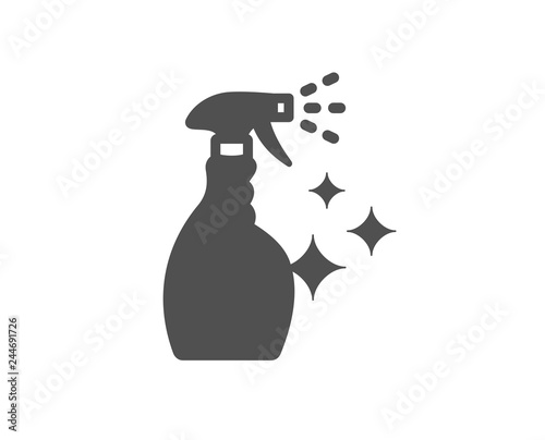 Cleaning spray icon. Washing liquid or Cleanser symbol. Housekeeping equipment sign. Quality design element. Classic style icon. Vector