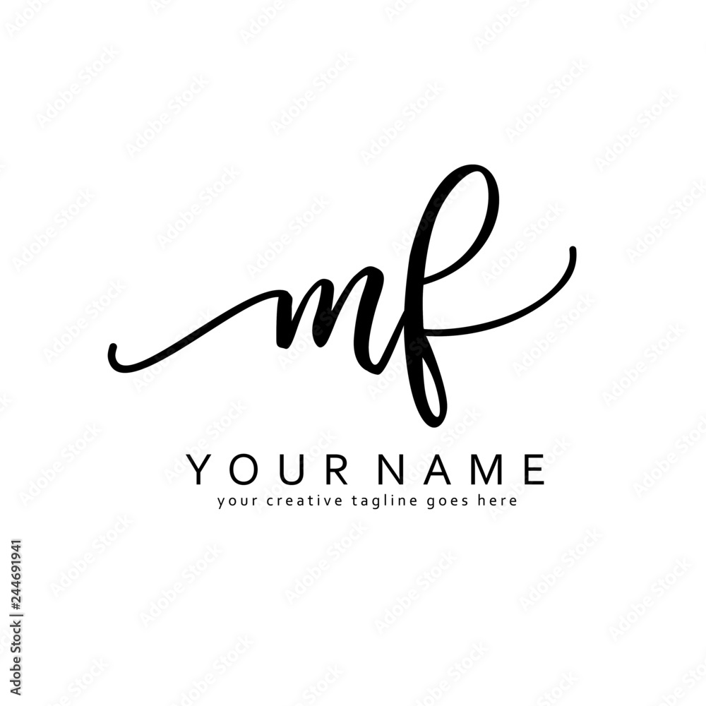 M F Handwriting initial logo template vector M F Handwriting initial logo template vector