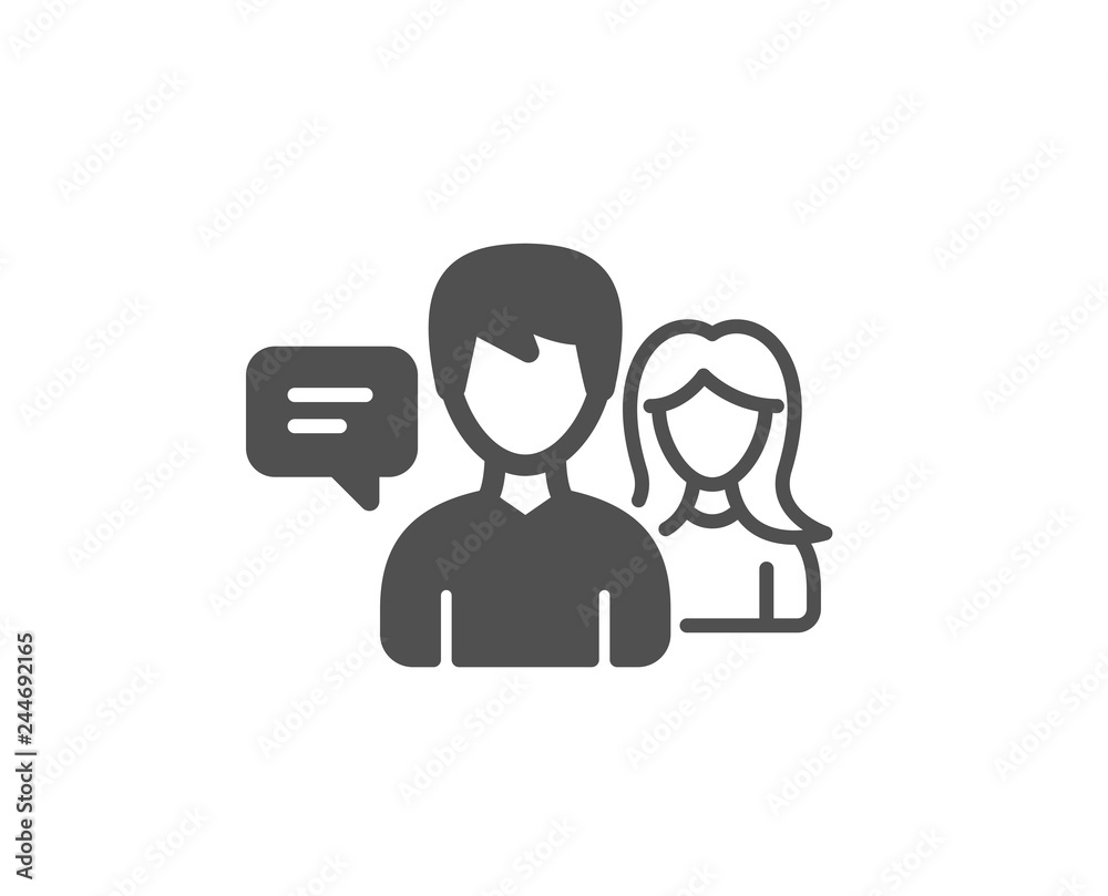 People talking icon. Conversation sign. Communication speech bubbles symbol. Quality design element. Classic style icon. Vector