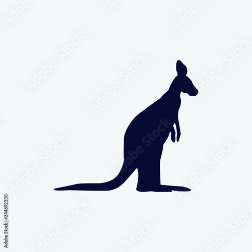 Vector silhouette of a kanguru on a white background.