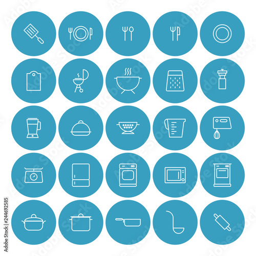 Kitchen and Cooking line icons set