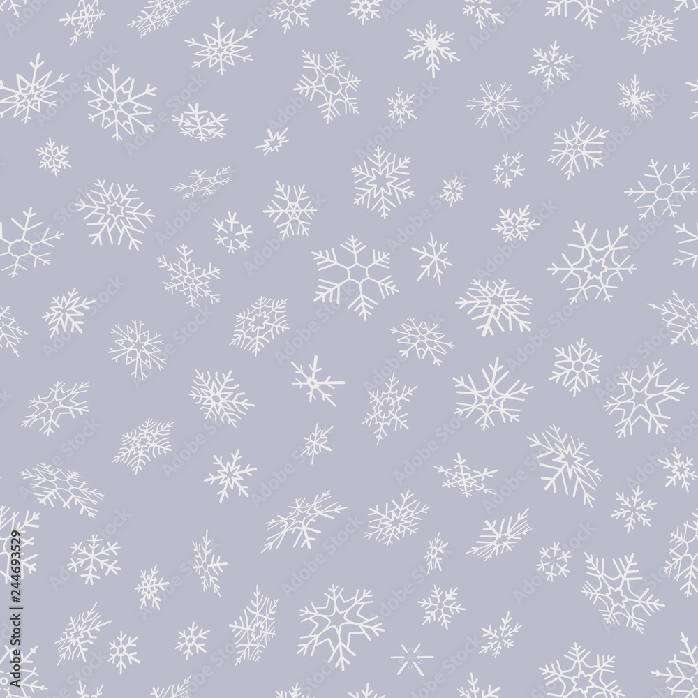Merry Christmas and Happy New Year seamless snowflakes pattern. Perfect for wrapping paper or textile. EPS 10