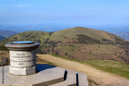 The toposcope and memorial on Worcestershire Beacon, the highest point on the Malvern Hills , Worcestershire, UK photo