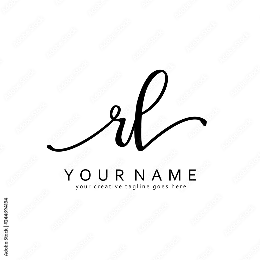 R L Handwriting initial logo template vector R L Handwriting initial logo template vector