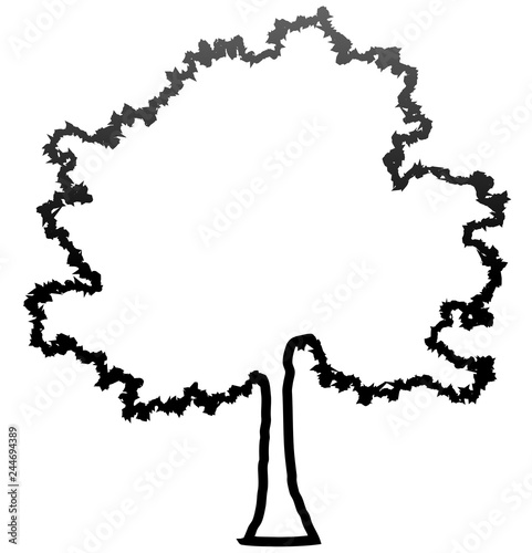 Tree profile silhouette isolated - black outlined gradient detailed - vector