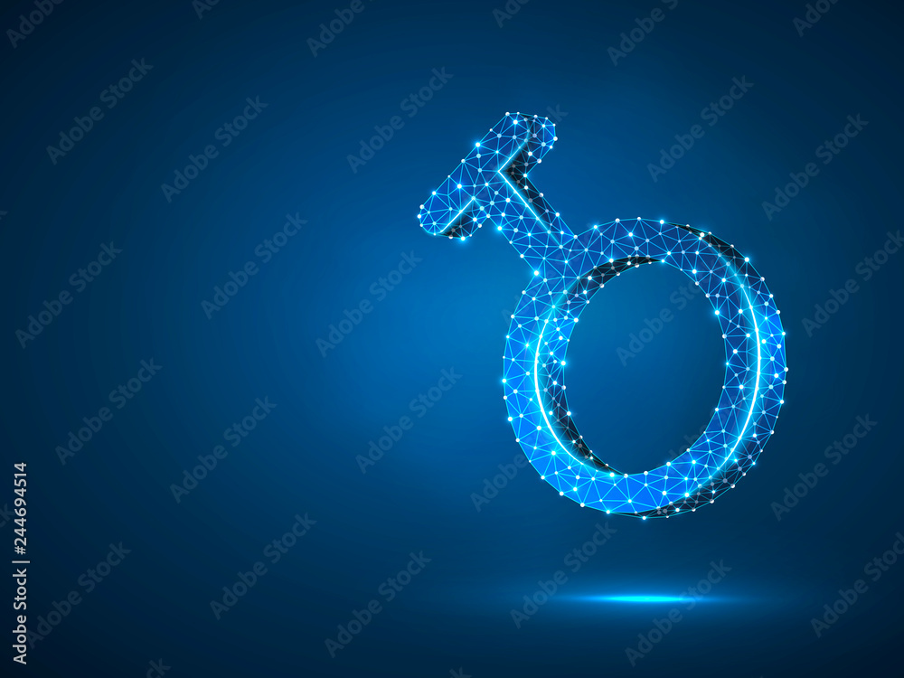 Travesti gender symbol. Wireframe digital 3d illustration. Low poly