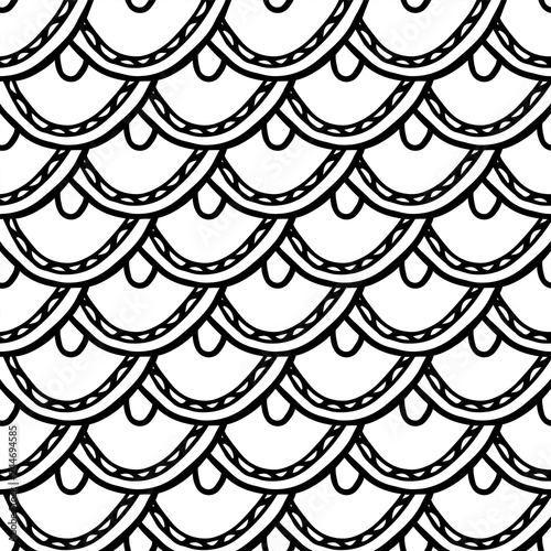 abstract doodle hand drawn monochrome seamless pattern with scale
