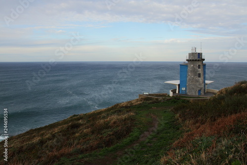 Tower on the rock near Atlantic ocean, Matxitxako , Spain, basque country, winter 2019, editorial usage 