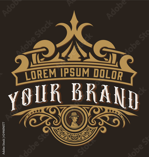 Vinatge logo with floral ornaments