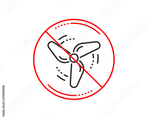Wallpaper Mural No or stop sign. Wind energy line icon. Fan engine, jet turbine sign. Ventilator symbol. Caution prohibited ban stop symbol. No  icon design.  Vector Torontodigital.ca