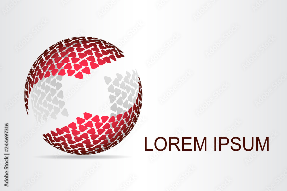 Abstract technology logo stylized spherical surface with abstract shapes. This logo is suitable for global company, world technologies, media and publicity agencies Abstract technology logo stylized spherical surface with abstract shapes. This logo is suitable for global company, world technologies, media and publicity agencies