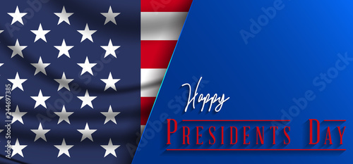 Presidents' Day. Presidents Day poster. Happy Presidents Day Background and symbols with USA flag. Vector illustration - Presidents' Day in the United States.