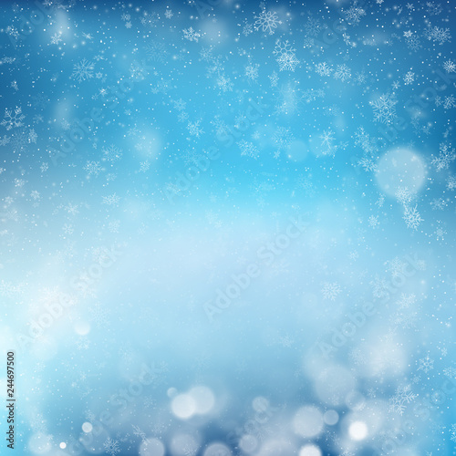 Blue abstract Christmass winter background design new year celebration template with snowflakes. EPS 10 © artifex.orlova