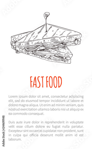 Fast Food Sandwich Poster Vector Illustration