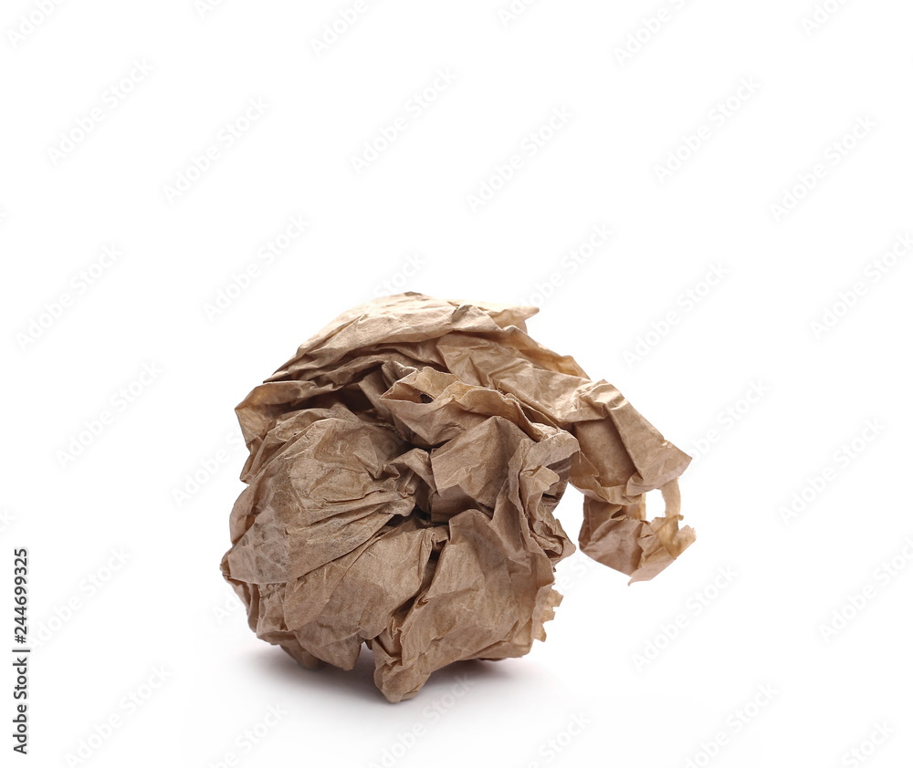 Crumpled paper bag isolated on white background Crumpled paper bag isolated on white background