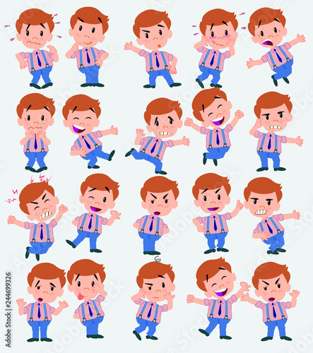 Cartoon character businessman in casual style. Set with different postures, attitudes and poses, doing different activities in isolated vector illustrations. © David
