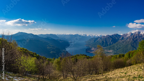 Lake Como and surrounding mountains as seen from hiking trail to Corni di Canzo photo