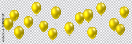 Beautiful colorful realistic seamless vector of golden flying party balloons.
