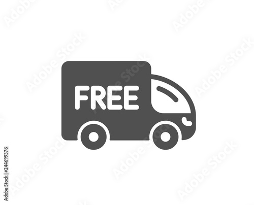 Free delivery icon. Shopping truck sign. Clearance symbol. Quality design element. Classic style icon. Vector
